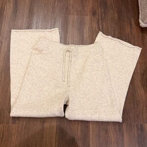 Topshop Cream Knit Wide Leg Pants